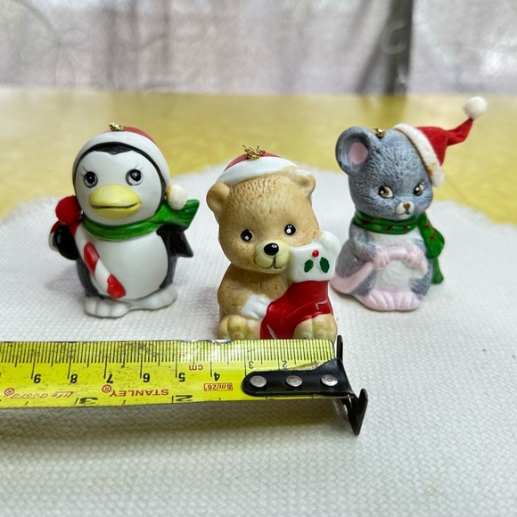 Set of Three Vintage Bell Christmas Ornaments by JSNY Taiwan Penguin Bear Mouse - Picture 6 of 7